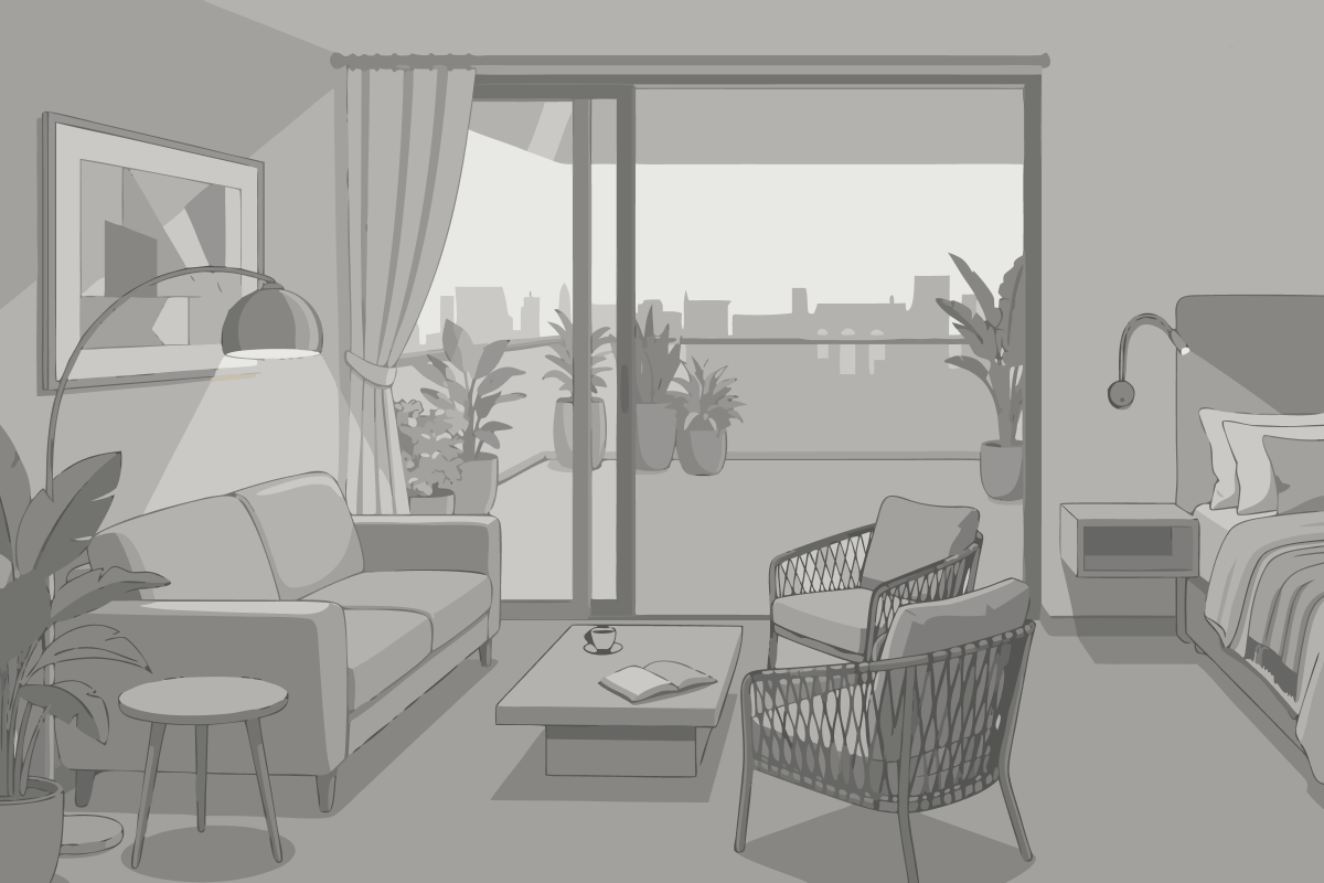 Apartment mit 1 Schlafzimmer und Poolblick